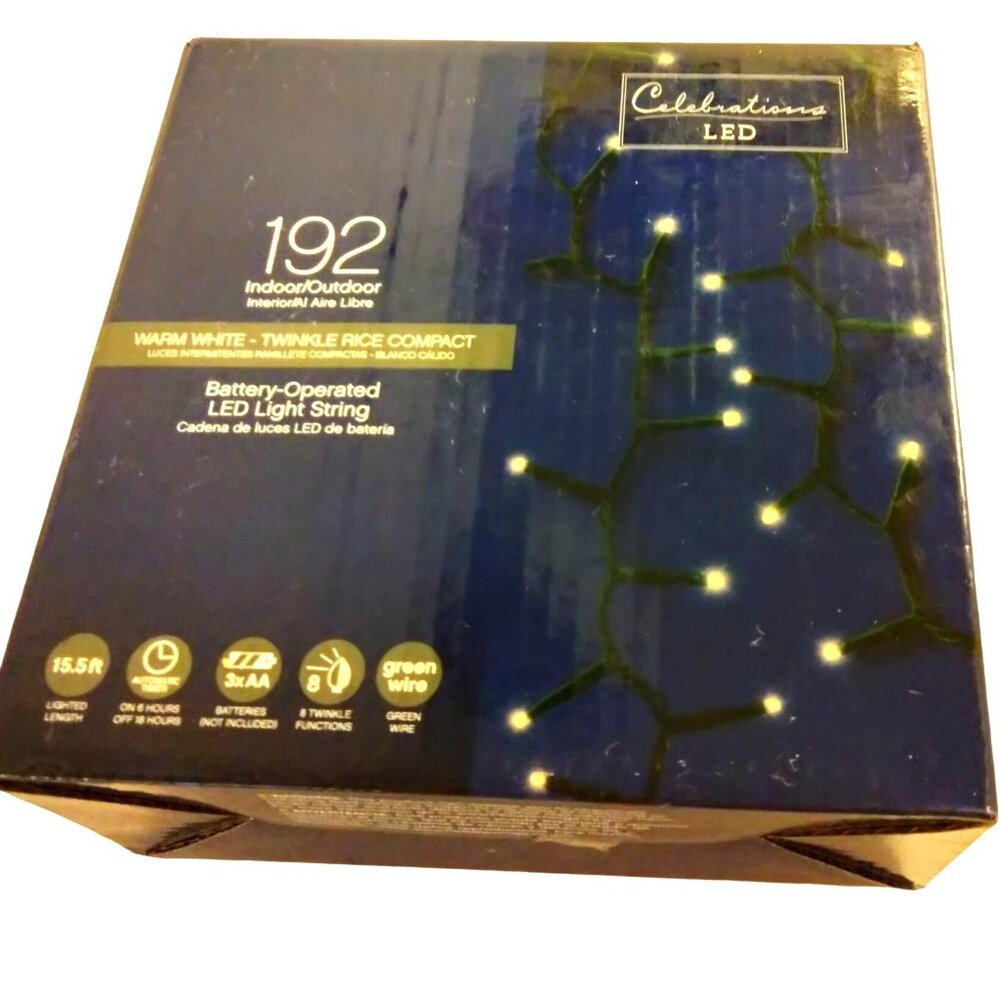 Celebrations LED String Lights White Twinke Rice Wedding Patio Fairy Battery